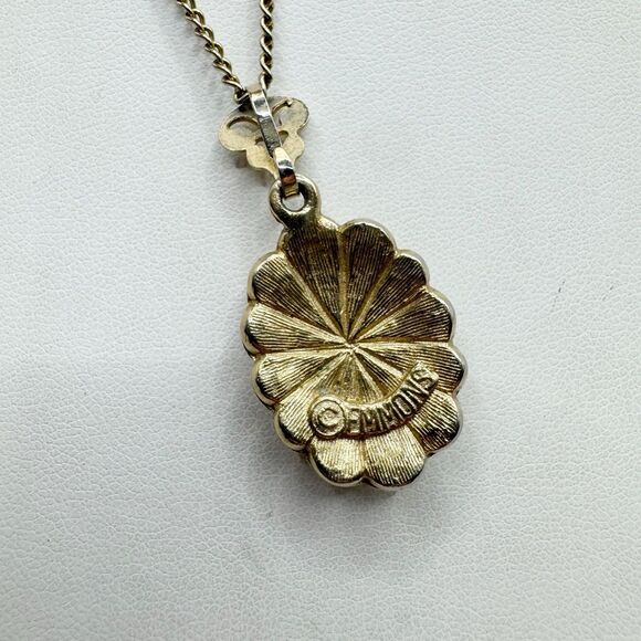 Emmons Vintage Opalescent Rhinestone Pendant Necklace  20” - Picture 6 of 11